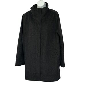Pendleton Wool Coat Womens Size L Dark Grey Full Zipper w. Snaps Funnel Neckline